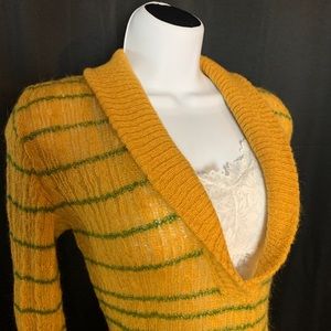 Yellow V-neck Sweater striped